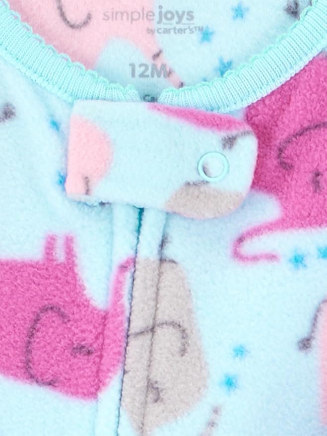 Simple Joys by Carter's Girls Loose-Fit Flame Resistant Fleece Footed Pajamas - Image 2