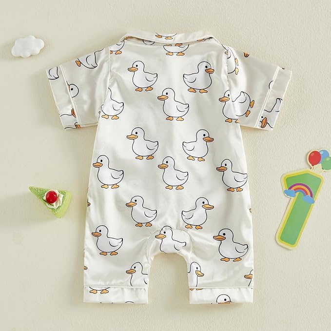Kuriozud Baby Girl Boy Romper Pajamas Onesie Short Sleeve Button Down Pjs - Image 6