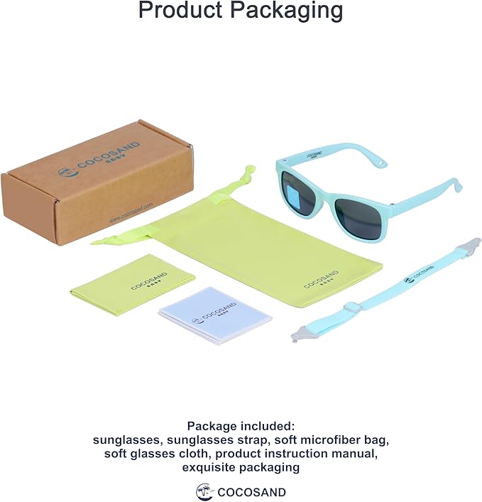 COCOSAND Flexible Baby Sunglasses with Strap Polarized UV Protection for Toddler Infant Newborn Boy Girl Age 0-24 Months
