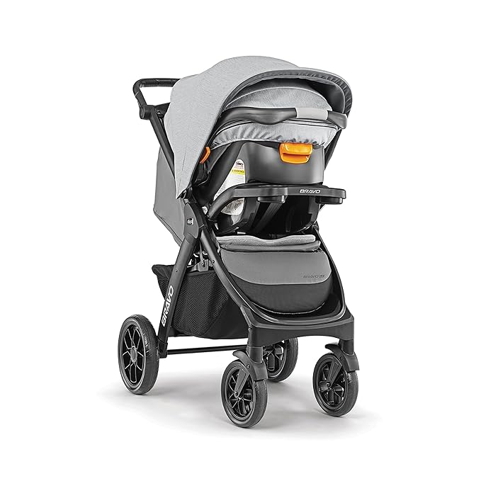 Chicco Bravo LE Trio Travel System, Bravo LE Quick-Fold Stroller with KeyFit 30 Zip Infant Car Seat, Car Seat and Stroller Combo | Harbor/Navy