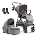 MAMAZING Air Lux Baby Stroller with Bassinet & Infant Car Seat Adapter, Lightweight Compact Carbon Fiber Frame, One-Hand Fold, Reversible Seat, Space-Saving Storage