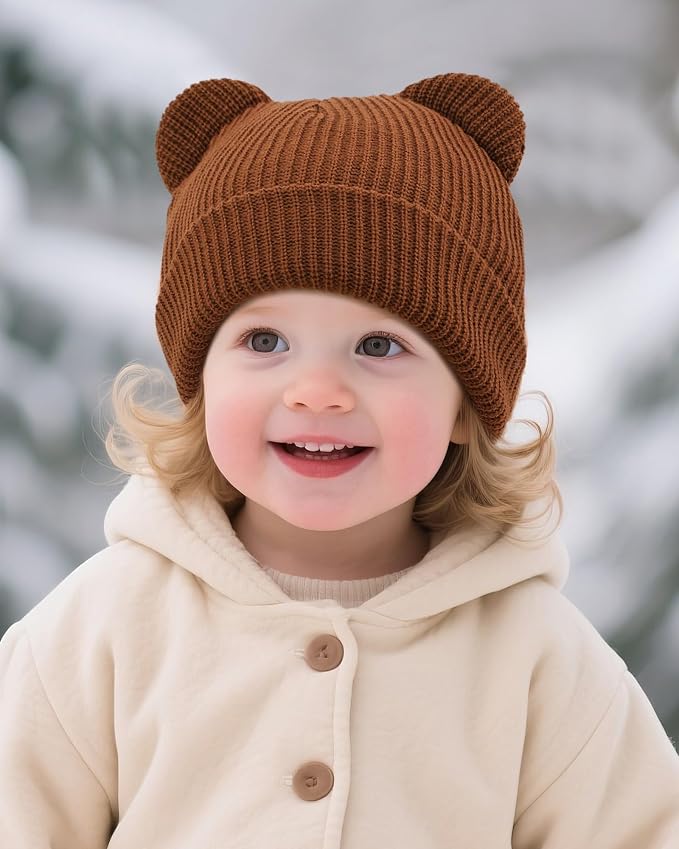 Baby Beanie Cute Toddler Winter Hat 3 Pack Soft Double Layers Knit Warm Cap - Image 7