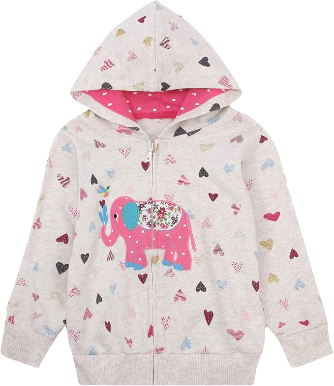 Baby Girl Zip-up Jacket Rainbow Unicorn Cotton Hoodie Sweatshirt Toddler Fall by Popshion