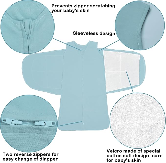Baby Sleep Sack Swaddle 2 Pack, 3-Way Adjustable, Organic Cotton | Swaddles 3-6 - Image 6