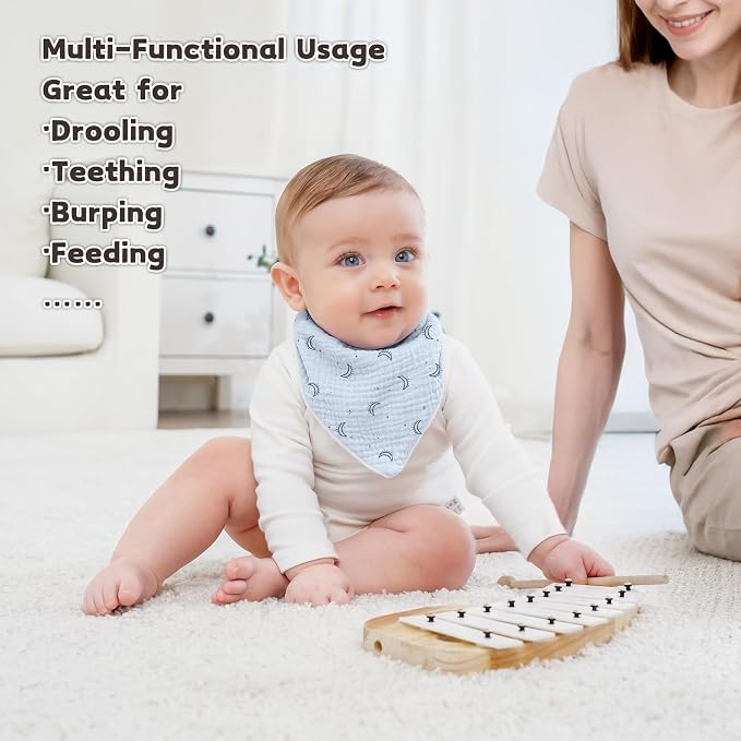 Susurration Muslin Baby Drool Bibs 6Pack Soft Triangular Adjustable Baby - Image 3