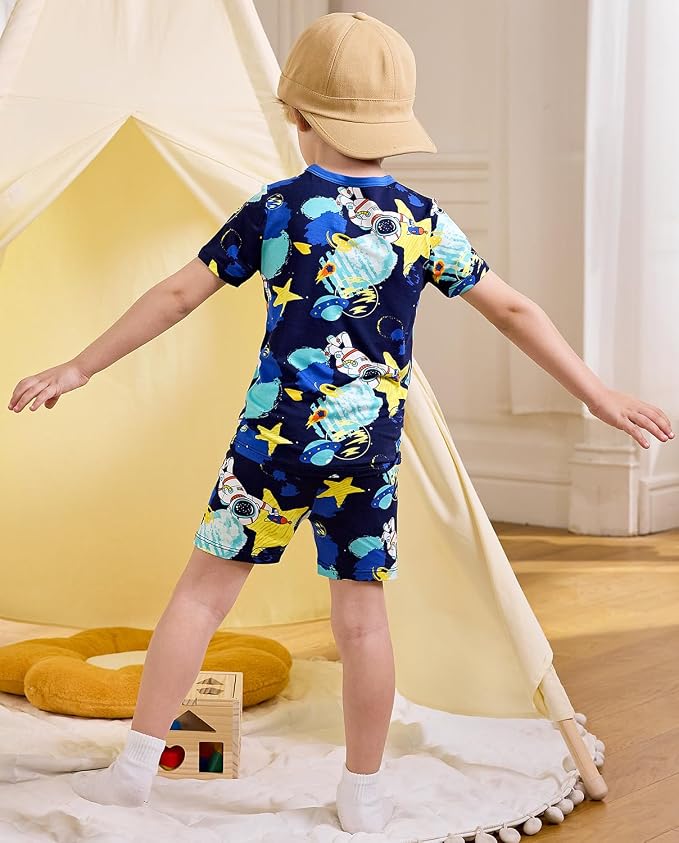 babee Reshinee Bamboo Viscose Toddler Boys Pajamas Set, Short Sleeve Kids - Image 8