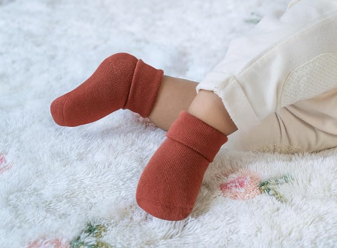 RATIVE Newborn Baby Socks 0-6, 6-12 Months Terry Turn Cuff Socks - Image 5