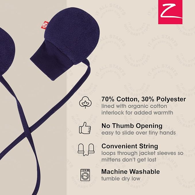Zutano Baby Fleece Mittens for Infant, Outdoor Baby Winter Gloves | Thumbless - Image 3