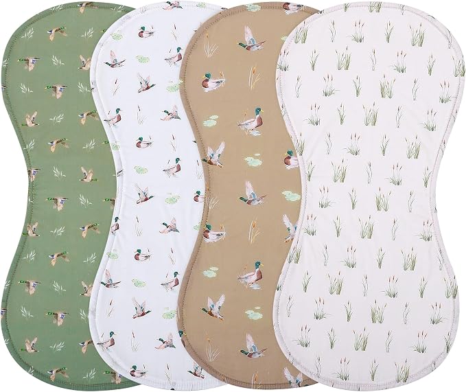 4 PCS Mallard Duck Baby Burp Cloth Muslin Duck Hunting Spit up Rag | Absorbent by Guiqulai