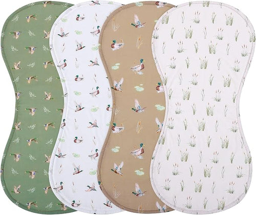 4 PCS Mallard Duck Baby Burp Cloth Muslin Duck Hunting Spit up Rag | Absorbent by Guiqulai