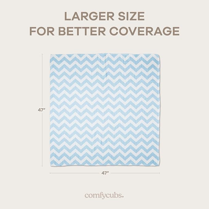 Comfy Cubs Muslin Swaddle Blankets Pack of 4, 47 x 47 Inches, Soft Cotton Baby - Image 4