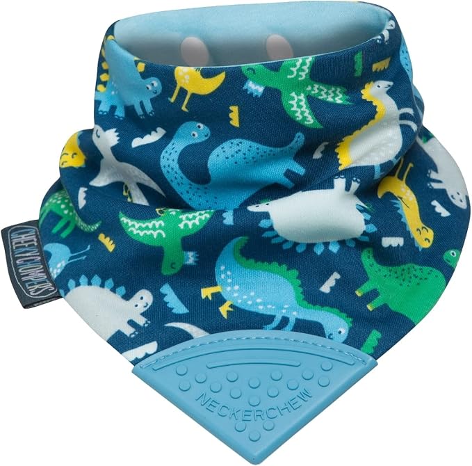 Cheeky Chompers Neckerchew Teething Bib, 2-in-1 Bandana Style Bib w/Food Grade by CheekyChompers