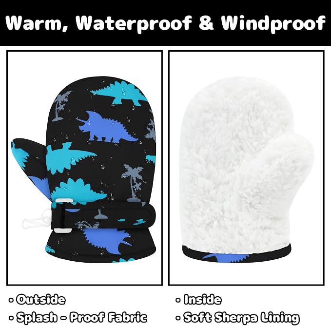 Olreco Baby Toddler Mittens Waterproof Infant Baby Winter Mittens Toddler Snow - Image 2