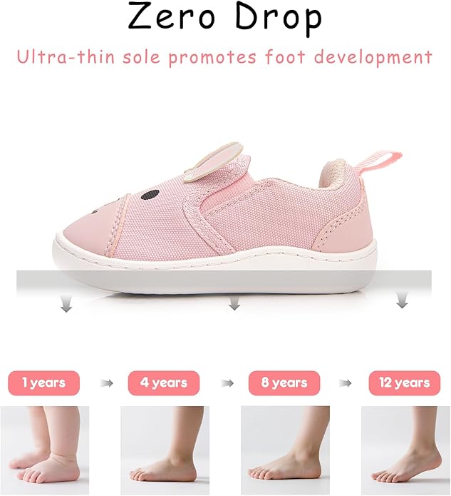 SKYWHEEL Toddler Slip On Shoes Wide Toe Box Barefoot Casual Canvas Walking Tennis Shoes for Boys Girls Cute Sneakers