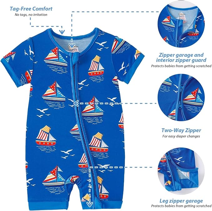 OPAWO Bamboo Sleepers for Baby Boy Pajamas Bamboo Pajamas Baby Romper 0-24M | 2 - Image 5