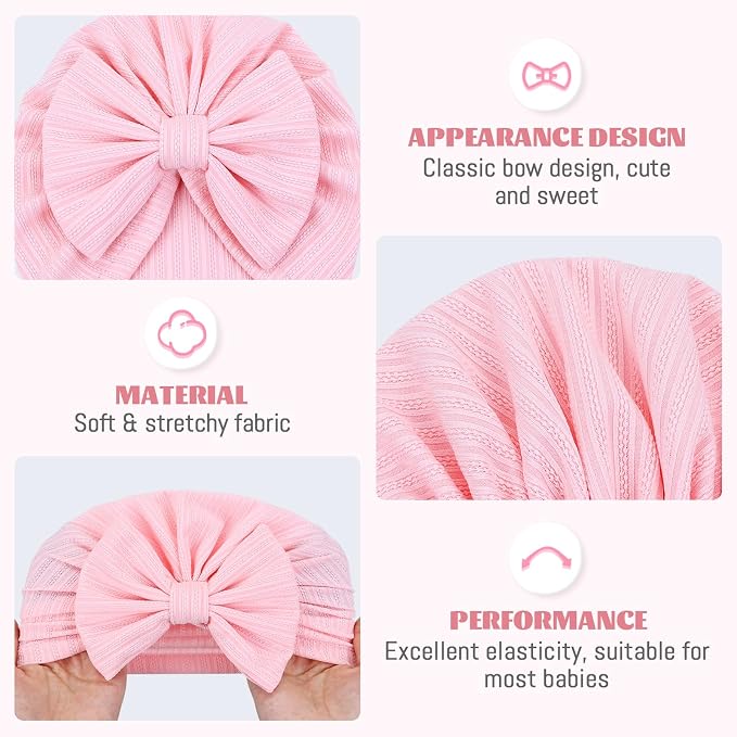 Cinaci 4 Pieces Baby Girls Turban Hats - Image 3