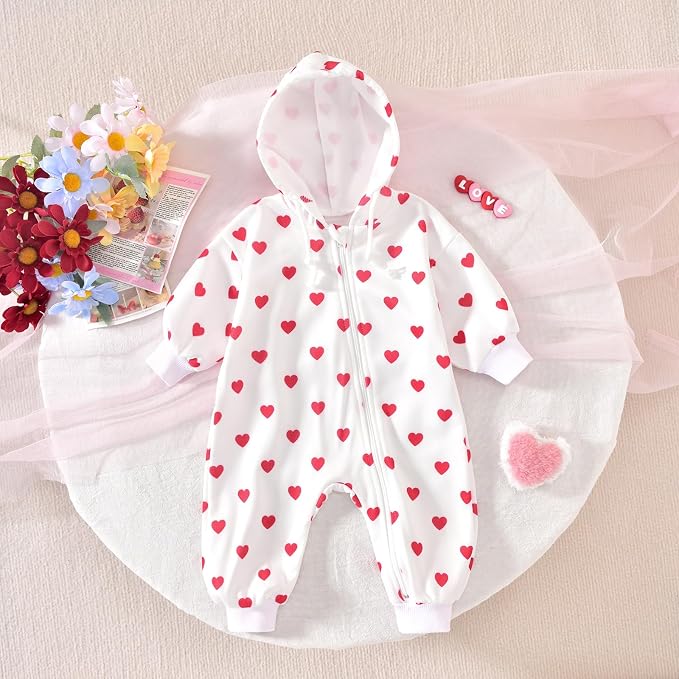 Unutiylo Unisex Baby Boys Girls Long Sleeve Infant Baby Zipper Hooded Jumpsuits - Image 3