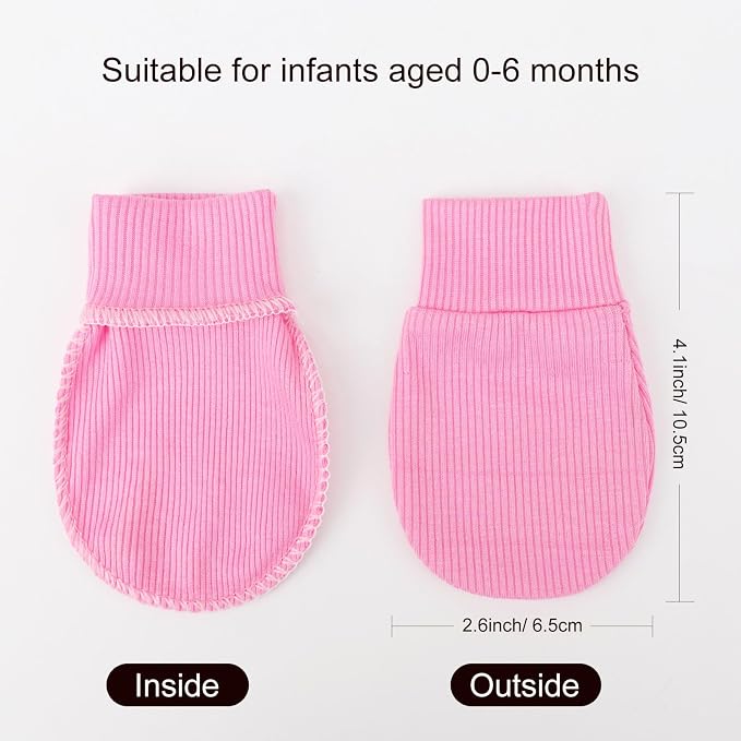 AQOKKA Newborn Baby Mittens No Scratch Cotton Elastic Wrist Gloves Infant - Image 2