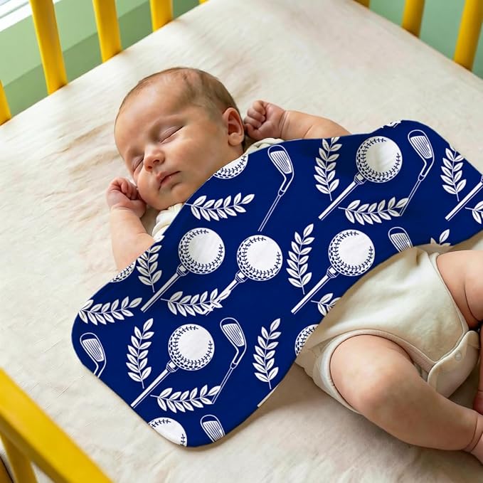 6 Pack Golf Baby Burp Cloths for Boys, Sports Theme Contoured Burping Rags - Image 6