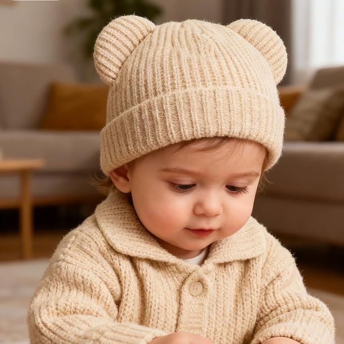 Baby Beanie Cute Toddler Winter Hat 3 Pack Soft Double Layers Knit Warm Cap - Image 7