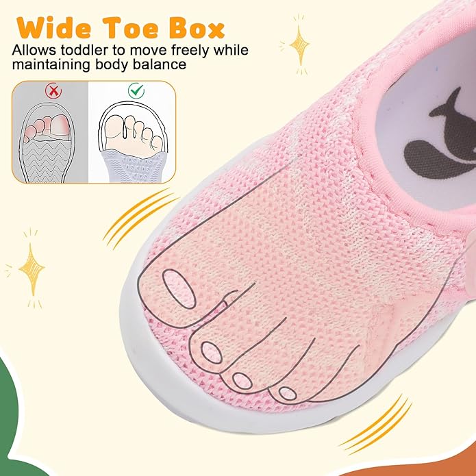 FEETCITY Baby Shoes Boys Girls First Walking Shoes Infant Sneakers Lightweight Slip On Shoe