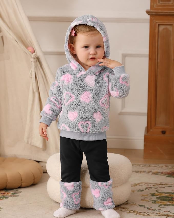 Jecson Toddler Girl Clothes Baby Girl Fleece Hoodie Outfits Thick Thermal - Image 2