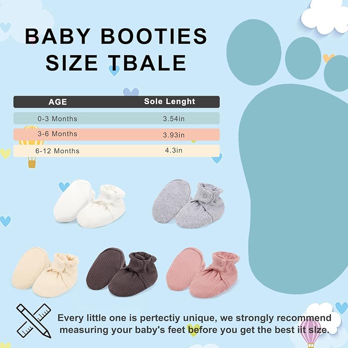Baby Booties Organic Cotton Infant Bootie Warm Cozy Soft Sock Shoes Adjustable - Image 7