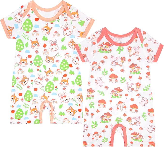 GUISBY Baby Rayon Romper Pajamas, 0-24M | Silky Soft Feel，Snap Closure，Footless by GUISBY