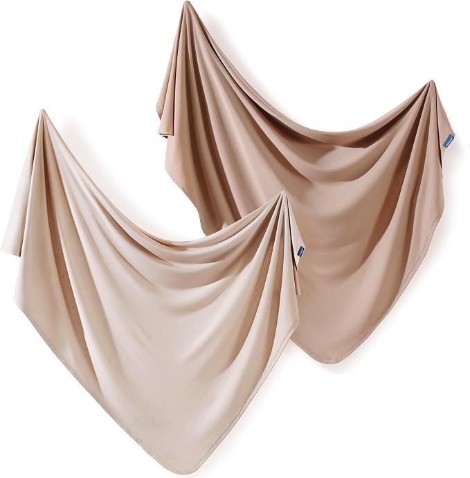 2 Pack Newborn Swaddle Blanket, Ultra Soft Stretchy Jersey Knit Extra Large by BUYNOW