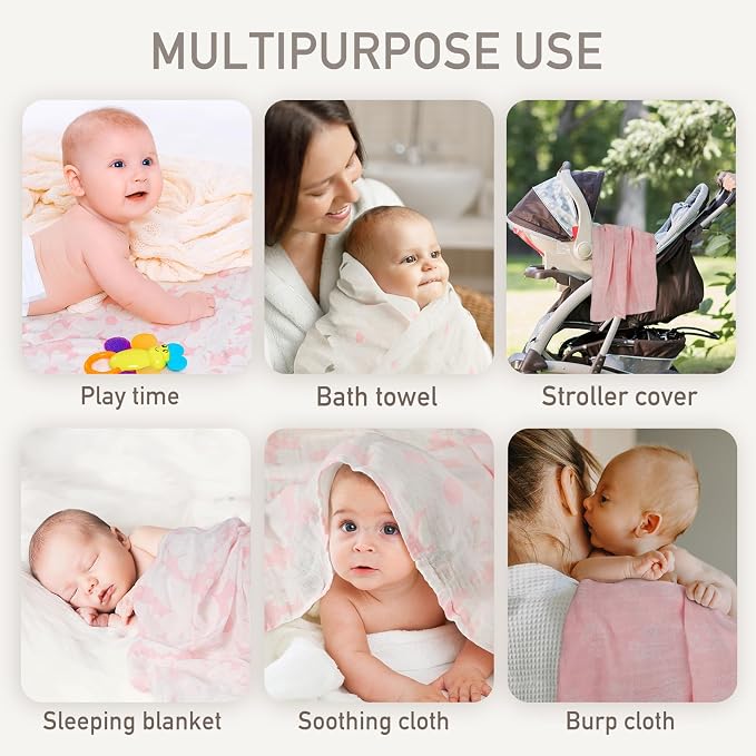 GLLQUEN BABY Receiving Blankets Girl Muslin Swaddle Blankets - Image 5
