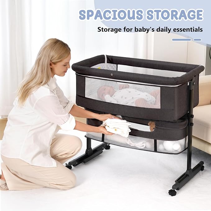 Baby Bassinet, 3 in 1 Bedside Bassinets - Image 5