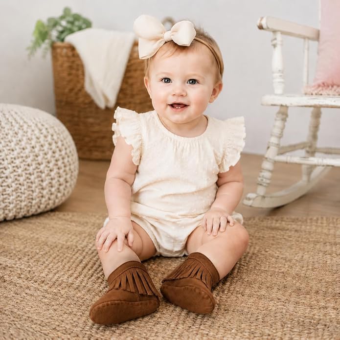 Meckior Baby Girls Cowboy Tassel Boots Side Zipper Moccasins Soft Bottom - Image 2