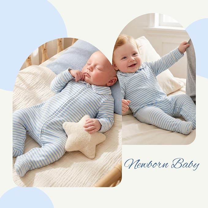 Seyurigaoka Newborn Baby Boy Girl Romper Long Sleeve Zipper Jumpsuit - Image 2