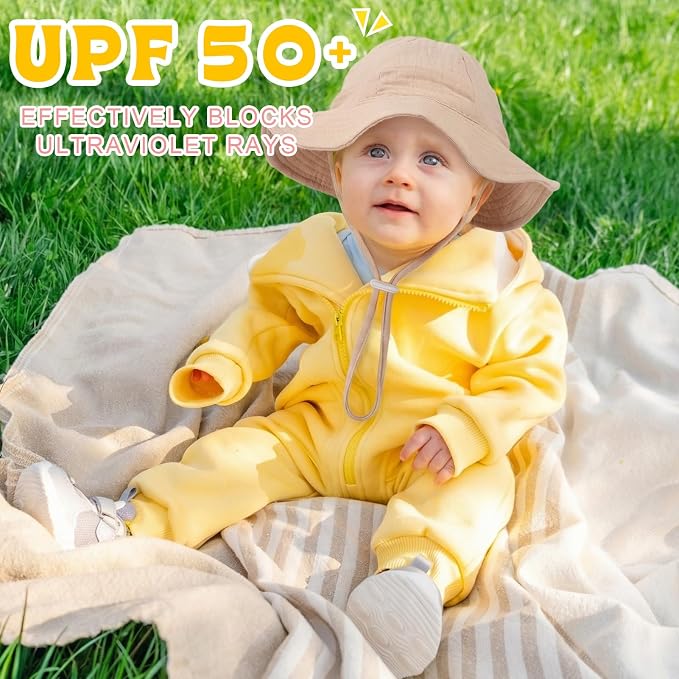 4 Pack Muslin Baby Sun Hat UPF 50+ Sun Protection | Soft Muslin, Wide Brim - Image 6