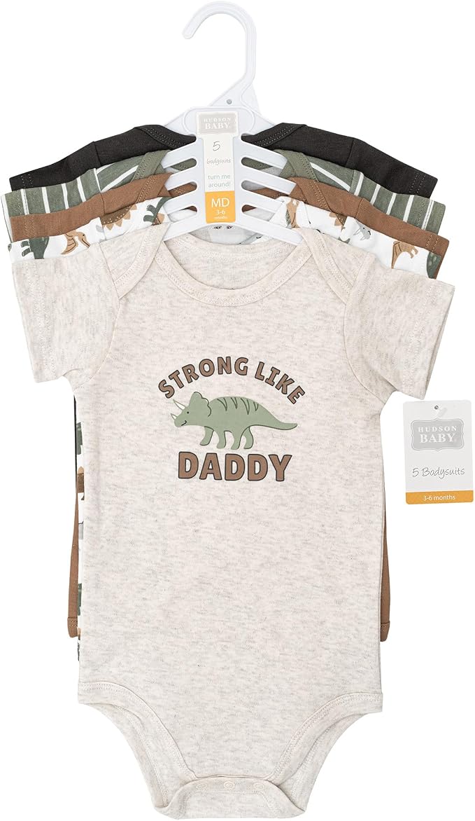 Hudson Baby Infant Boys Cotton Bodysuits 5-Pack - Image 2