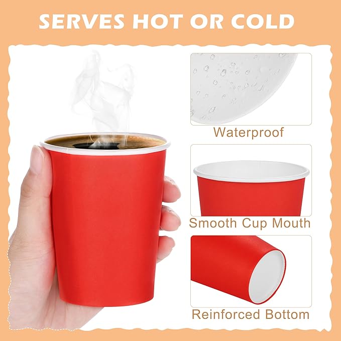 URATOT 120 Pieces 9 Ounce Disposable Paper Cups Rainbow Party Cups Drinking Cups for Party, DIY and Holiday, 6 Colors