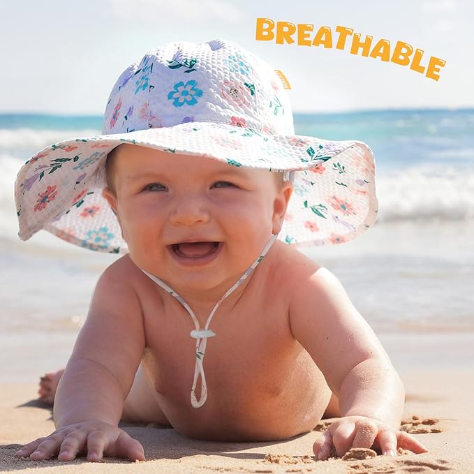 HONGTEYA Baby Sun Hat Wide Brim Adjustable Toddler Beach Bucket Hat | Soft - Image 2
