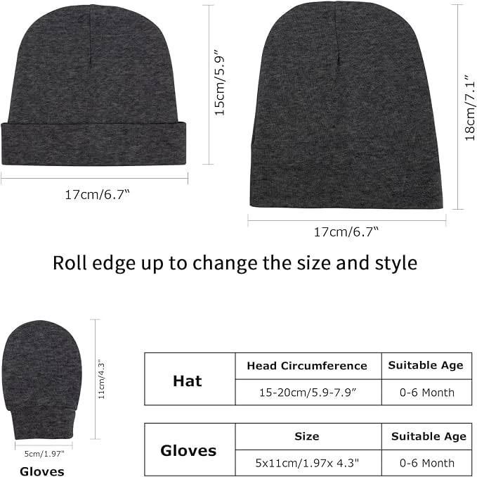 Newborn Baby Hats and Mittens Set Infant Beanie Cap Toddler Gloves Newborn - Image 2