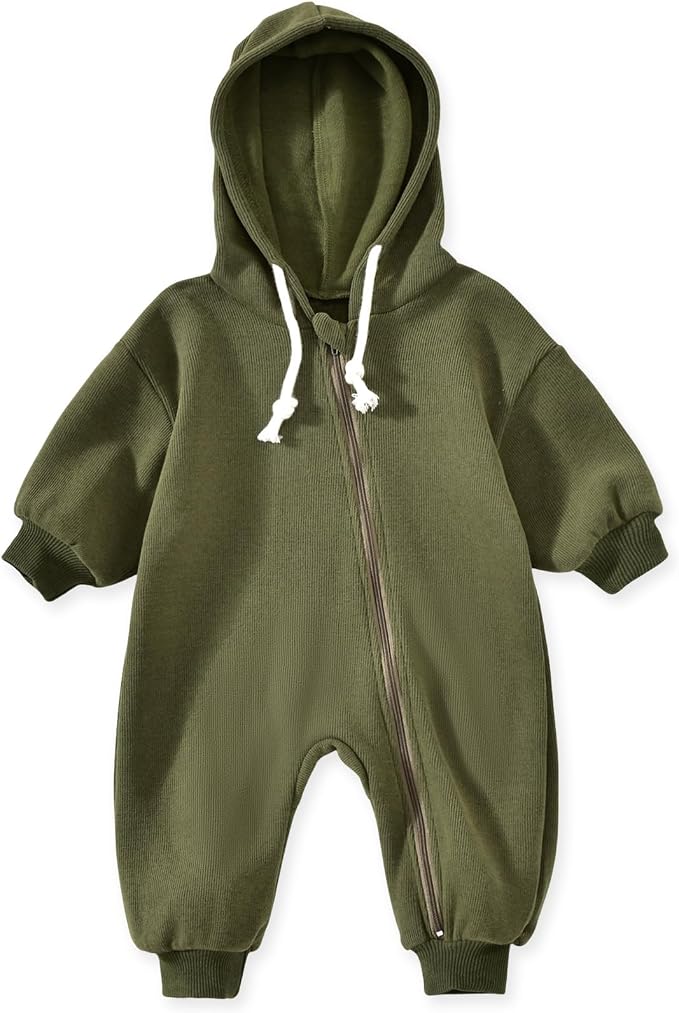 Unutiylo Unisex Baby Boys Girls Long Sleeve Infant Baby Zipper Hooded Jumpsuits by Unutiylo