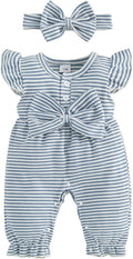 YINGISFITM Newborn Baby Girl Summer Clothes Short Sleeve Bubble Romper Bow by YINGISFITM