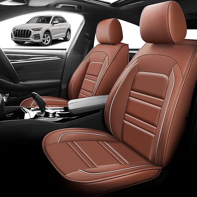 Seat Cover for Audi q5 2009-2025 | Car Seat Covers Front Seats, Waterproof Seat Protectors, Automotive Front Seat Covers (Front Seat, Coffee)