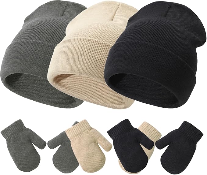 Baby Hats and Mittens Set Infant Toddler Beanie Cap Newborn Gloves by SeaZaela