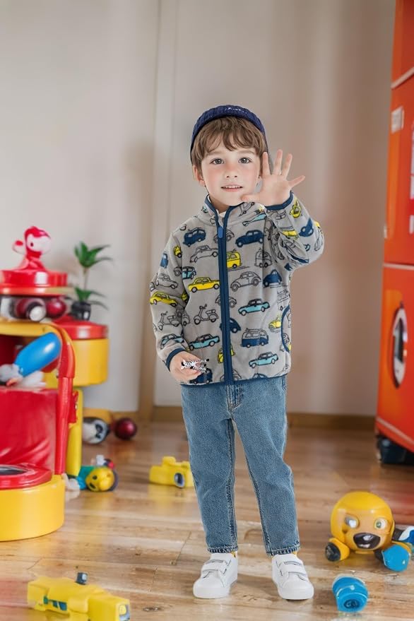 Toddler Boys Girls Fleece Jacket Lightweight Fall Spring 2-12 Years - Image 2