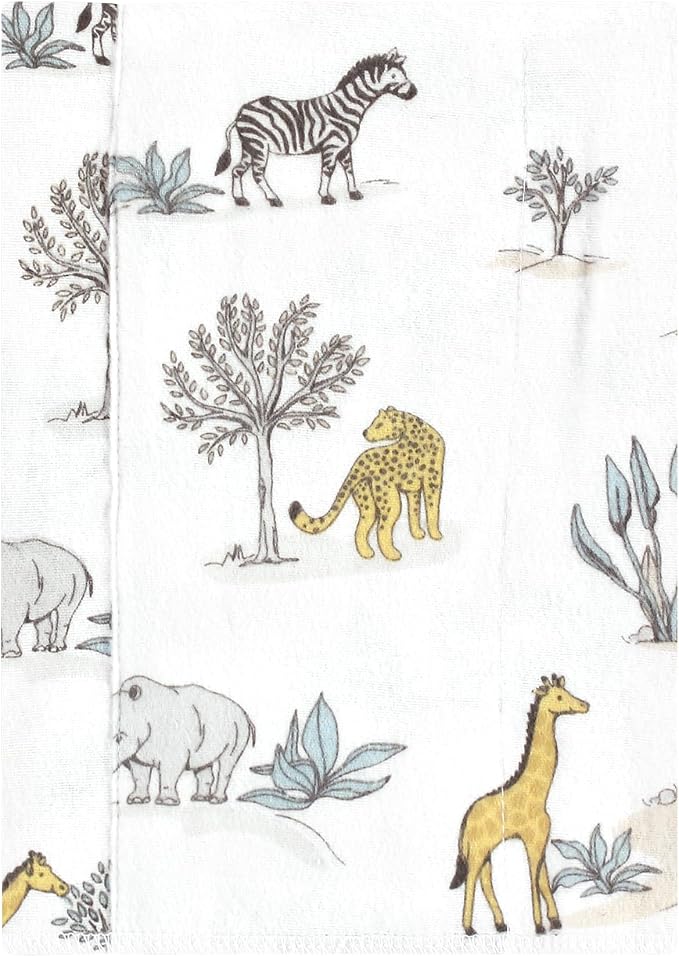 Luvable Friends Hudson Baby Flannel Burp Cloths 7pk, Safari Friends - Image 2