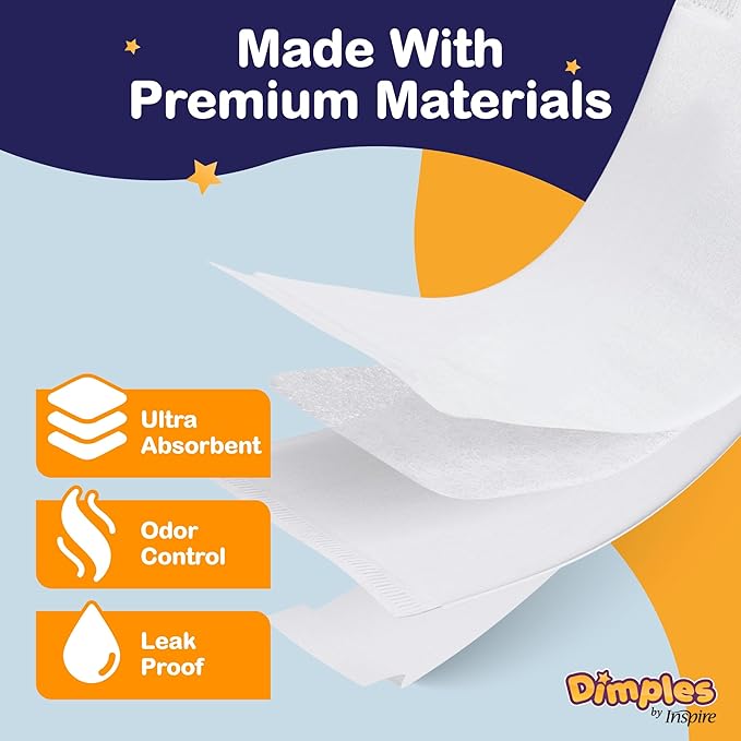 Inspire Ultra Dimples Diaper Booster Pads, One Size Fits All, 42 Count, Unisex-Babies