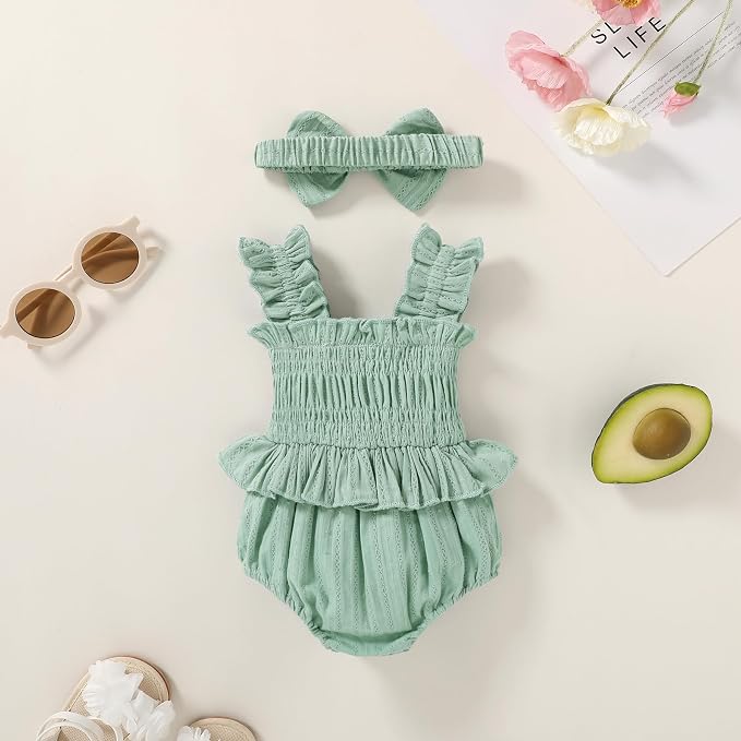 YOUNGER TREE Baby girl Romper Infant Summer Clothes Ruffle Sleeveless One Piece - Image 4