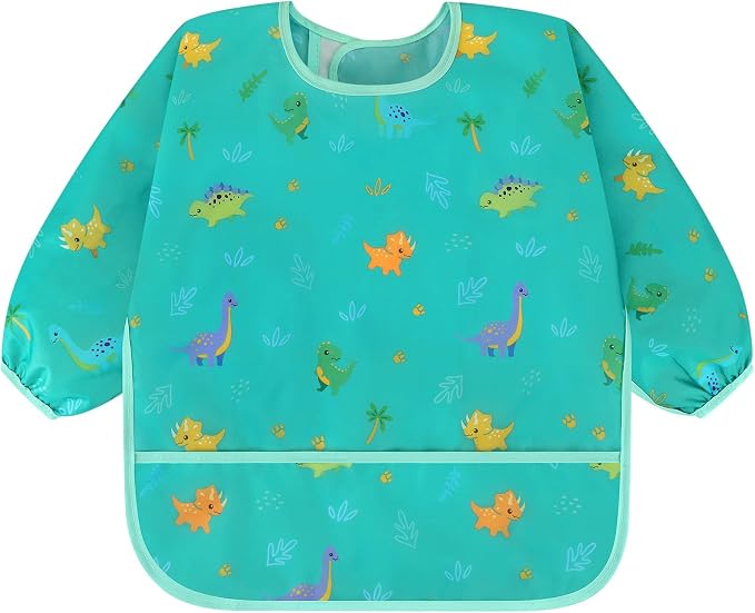 Accmor 4 Pack Long Sleeve Bibs, Baby Smock Waterproof Full Sleeved Bib - Image 2