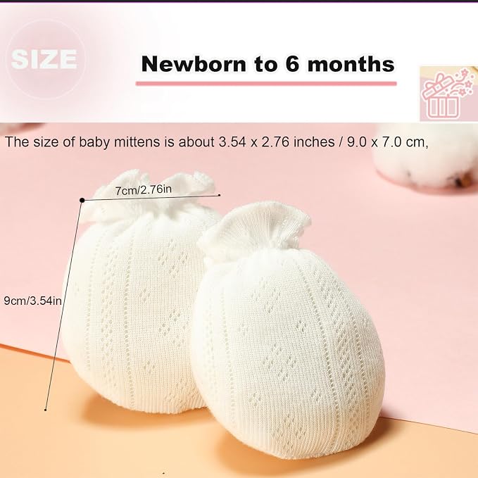 MOMSMENU Baby Mittens Newborn Girl 0-6 Months No Scratch Ruffle Mesh 5-Pack | - Image 6