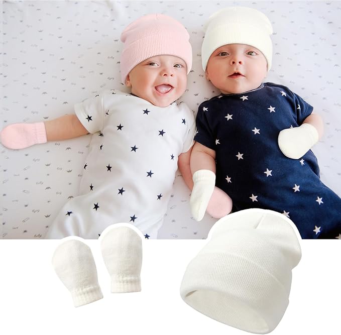 Baby Beanie Hat Gloves Set, Kids Winter Warm Knit Hat - Image 7