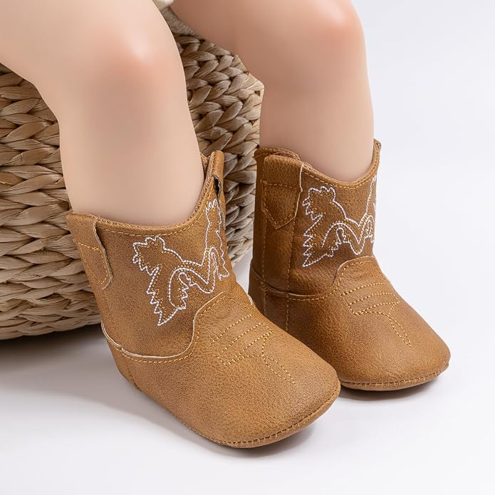HsdsBebe Baby Boys Girls Western Cowboy Boots Infant Moccasins High Top Booties - Image 2